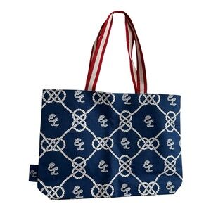New! Estee Lauder Tote Bag Beach Blue White Knots Rope Nautical
